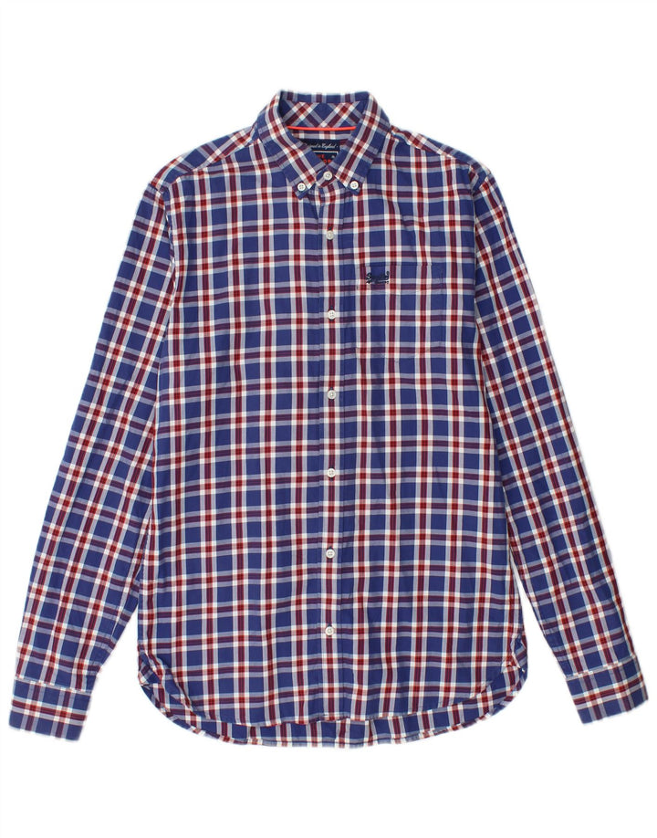 Camicia da uomo in flanella SUPERDRY XS in cotone a quadri blu navy