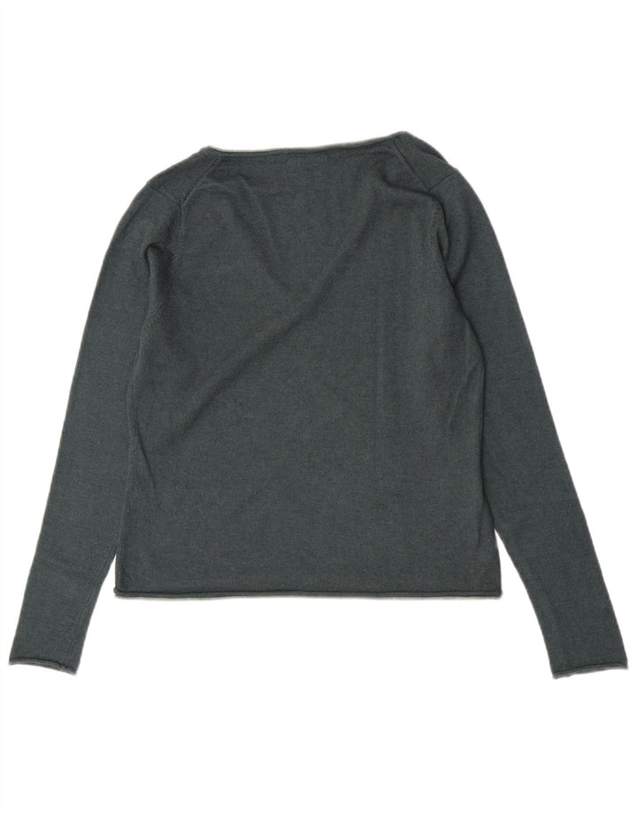 Maglione maglione con scollo a V da donna Slam UK 12 Lana verde medio