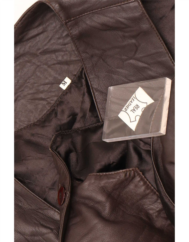 Gilet in pelle da uomo vintage marrone medio