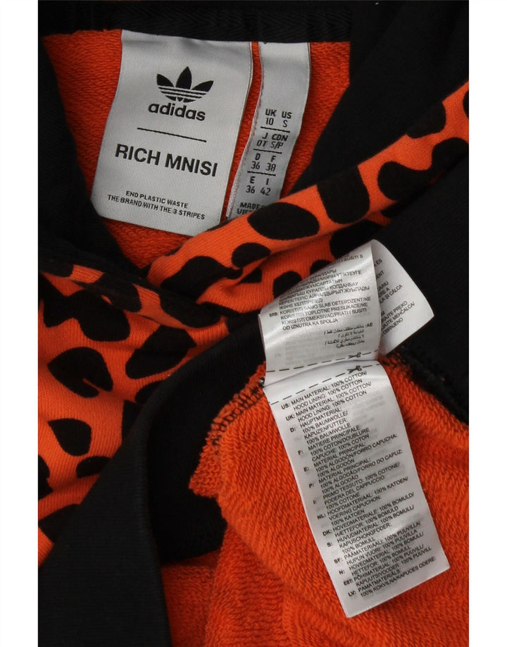 Maglione con cappuccio ADIDAS da donna Rich Mnisi UK 10 piccola stampa animale arancione