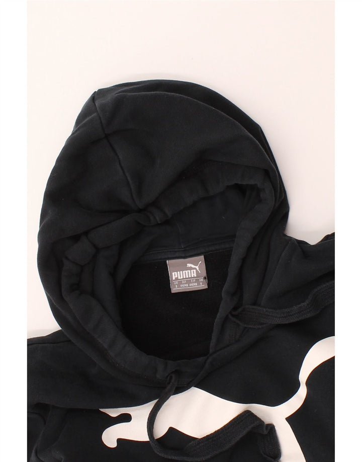 PUMA Mens Graphic Hoodie Jumper Small Black Cotton Vintage Puma and Second-Hand Puma from Messina Hembry 
