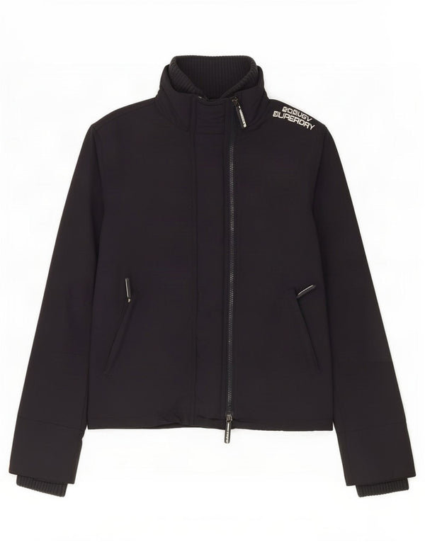 Giacca antipioggia grafica da donna Superdry UK 14 nylon blu navy medio
