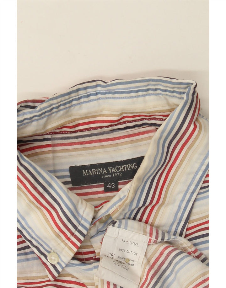 MARINA YACHTING Camicia da uomo Taglia 43 Grande cotone a righe multicolori