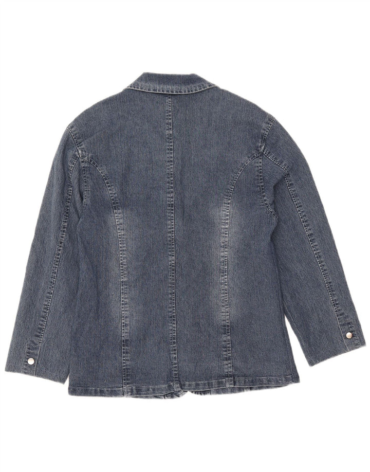 Giacca blazer in denim vintage da donna a 2 bottoni IT 50 XL in cotone blu