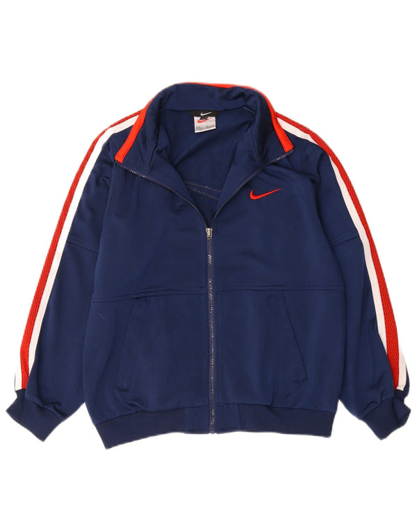 Giacca superiore della tuta da ragazzo Nike 10-11 anni color block blu navy medio