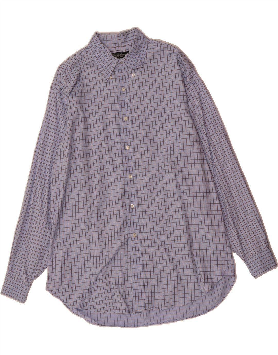 BROOKS BROTHERS Mens Shirt Large Blue Check Cotton Vintage Brooks Brothers and Second-Hand Brooks Brothers from Messina Hembry 
