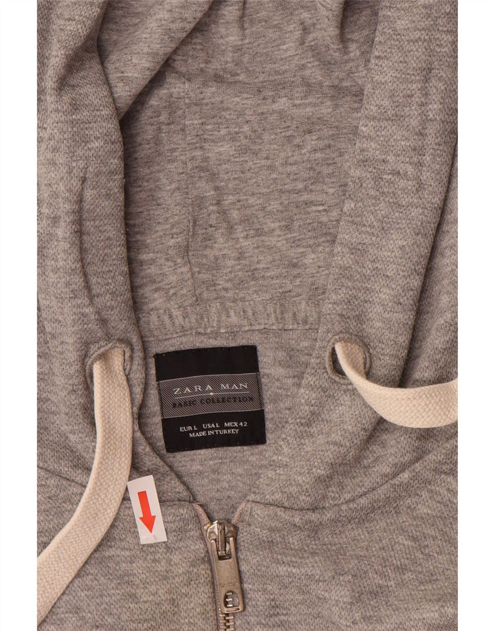 Maglione con cappuccio e zip da uomo Zara grande grigio screziato