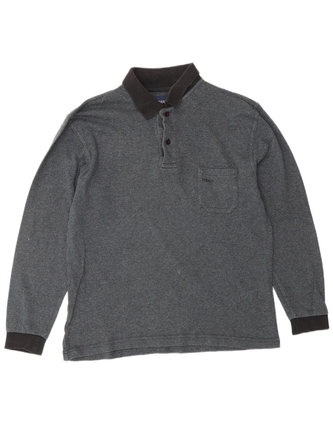 Polo da uomo a maniche lunghe LOUIS FERAUD in cotone grigio medio