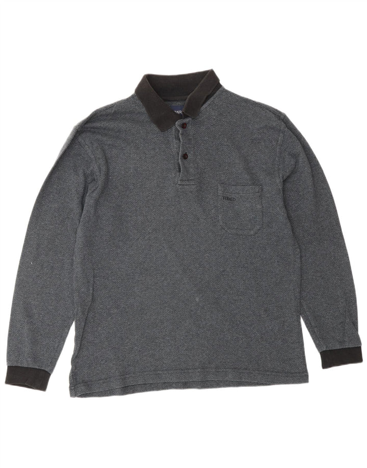 Polo da uomo a maniche lunghe LOUIS FERAUD in cotone grigio medio