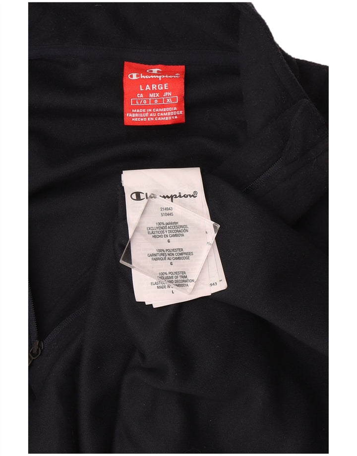 Maglione in pile da uomo con zip e collo Champion, grande, in poliestere blu navy