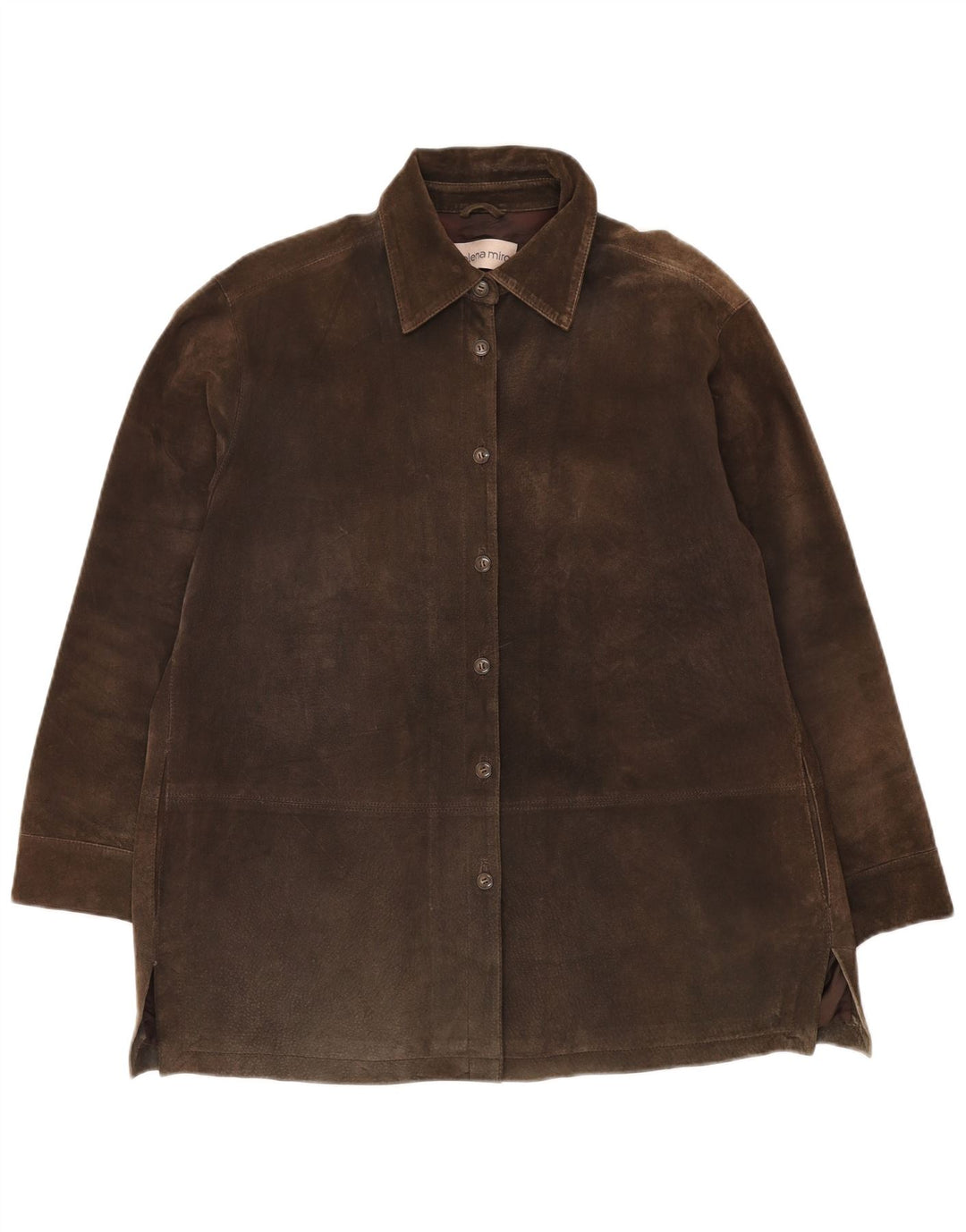 ELENA MIRO Giacca in pelle scamosciata oversize da donna UK 14 Large Marrone Pelle