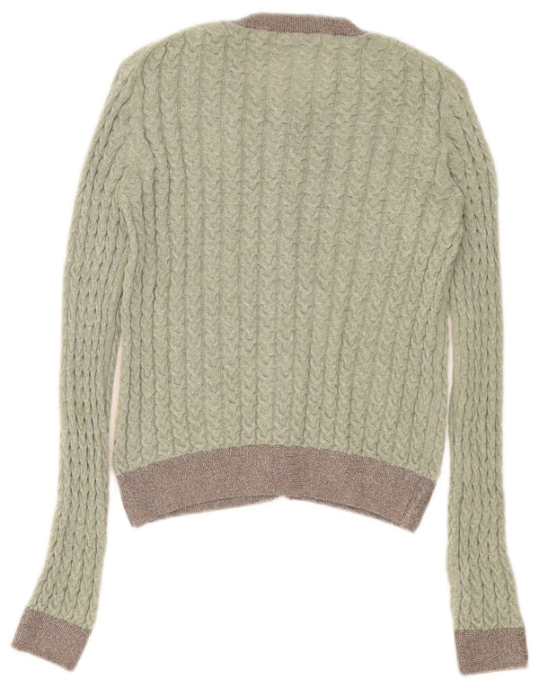 Maglione cardigan da donna Zara UK 12 Colorblock verde medio