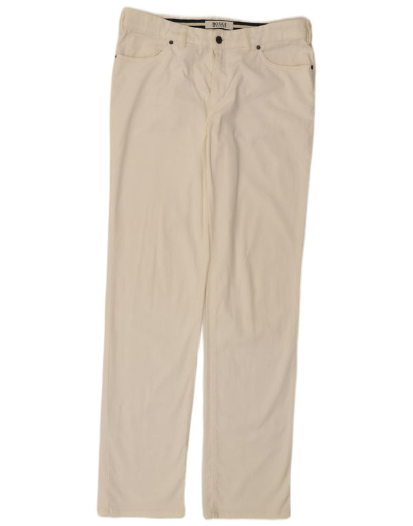 Pantaloni casual dritti da uomo Boggi Milano IT 50 Large W34 L35 Cotone bianco