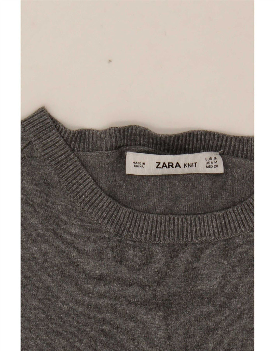 Maglione maglione con scollo a barca da donna Zara UK 12 Grigio medio screziato