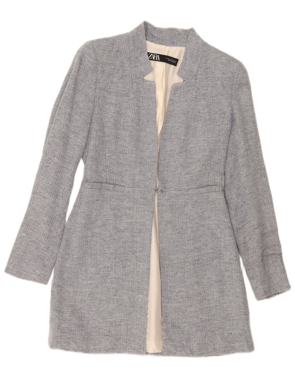 Giacca blazer lunga da donna Zara UK 4 XS blu Chevron Modern