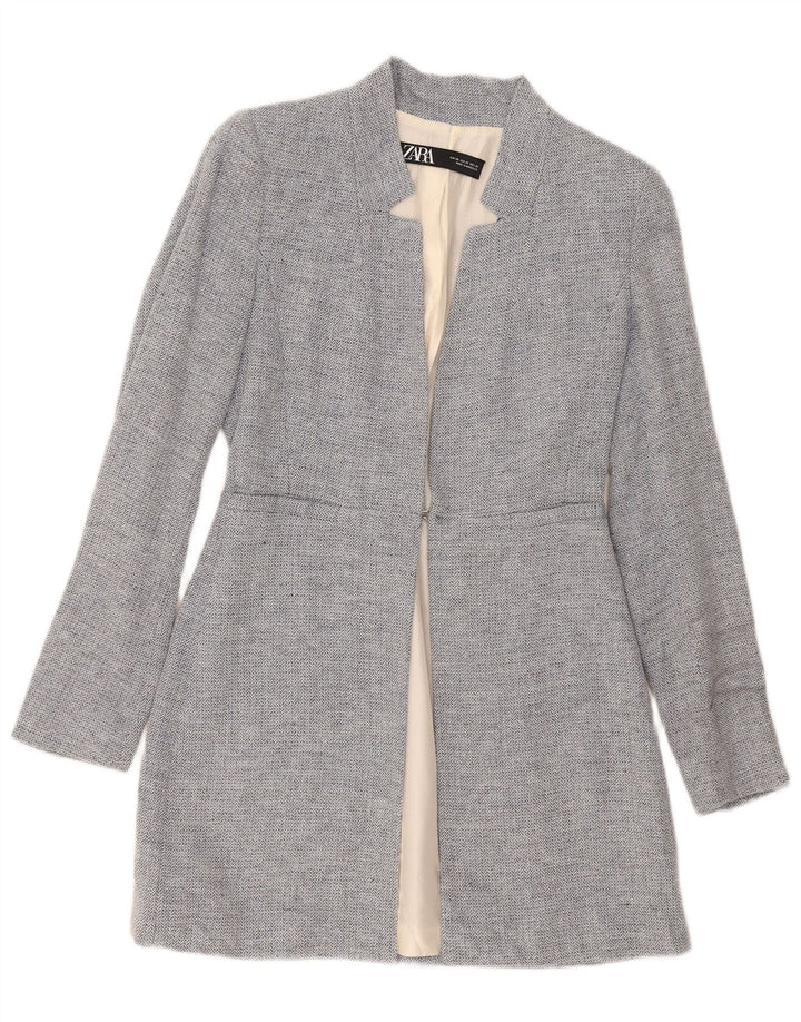 Giacca blazer lunga da donna Zara UK 4 XS blu Chevron Modern