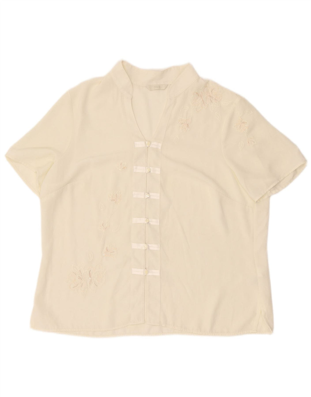 Camicetta da donna Marks & Spencer Top UK 16 Grande poliestere floreale bianco sporco