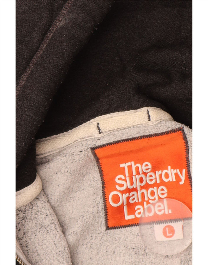 Maglione con cappuccio e zip da uomo SUPERDRY grande in cotone grigio