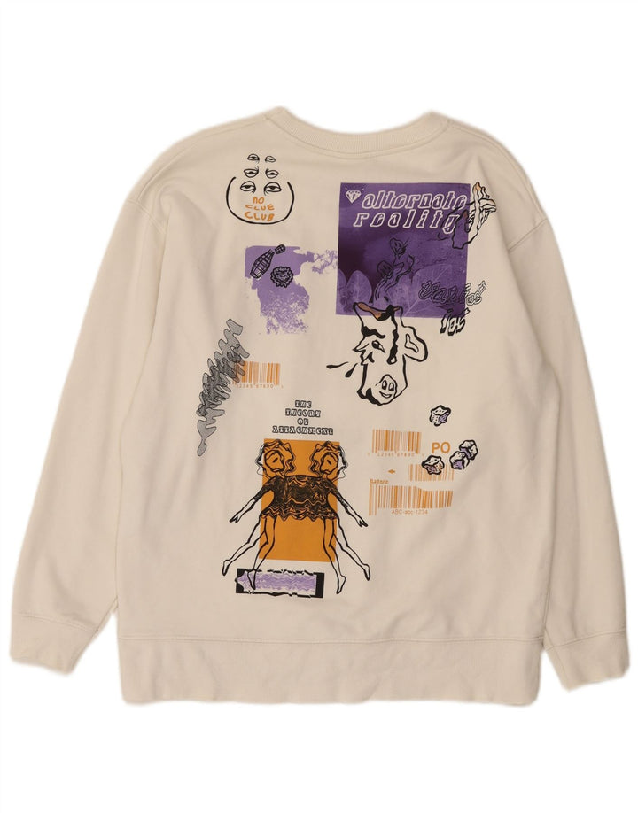 Felpa grafica da uomo Zara in cotone bianco medio