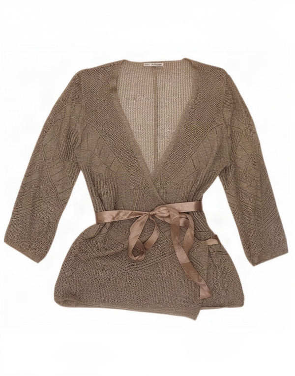 Marks & Spencer Maglione cardigan trasparente autografo da donna UK 18 XL Oro