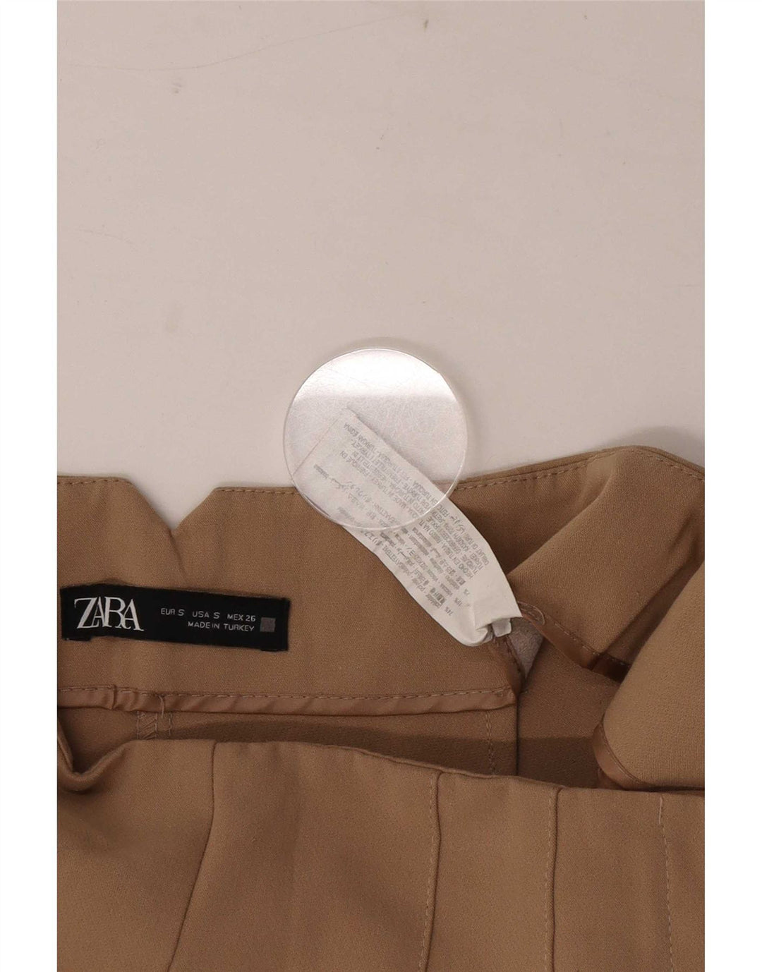 Pantaloni casual affusolati da donna Zara piccoli W26 L26 poliestere marrone