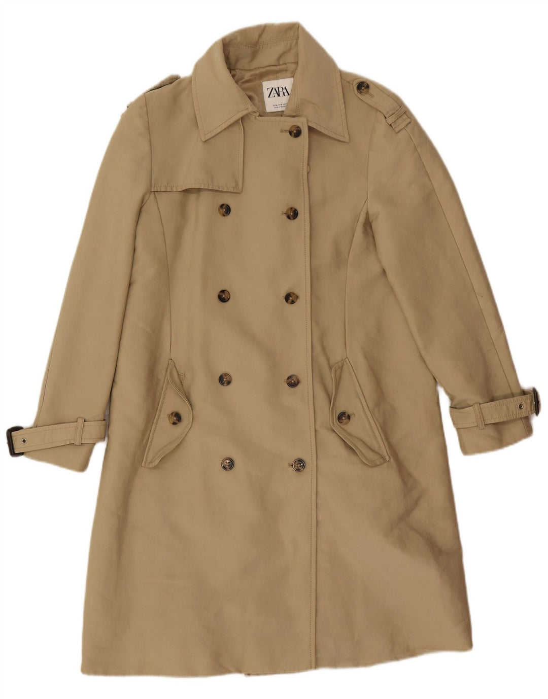 Trench da donna Zara UK 14 Poliestere beige medio