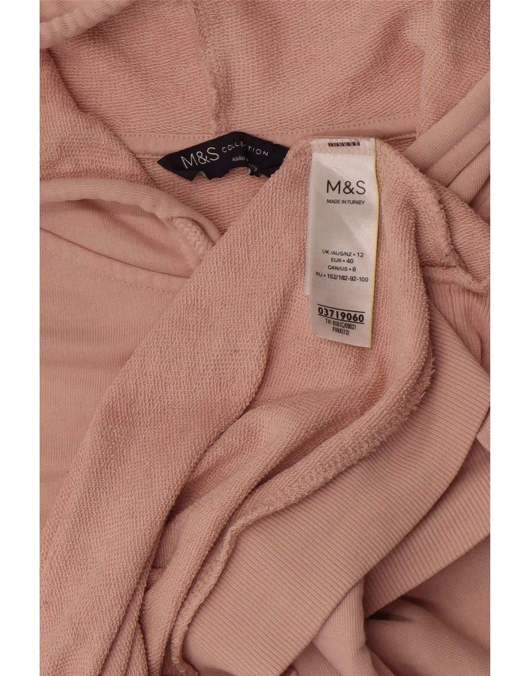 Maglione con cappuccio da donna Marks & Spencer UK 12 cotone rosa medio