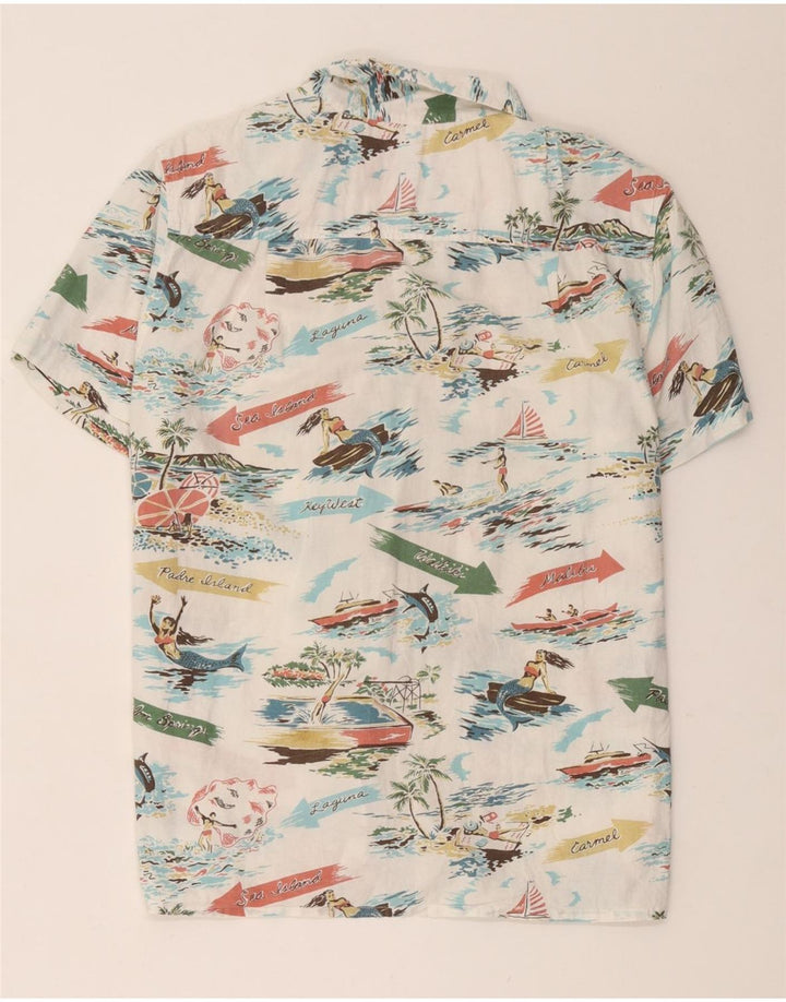 Camicia a maniche corte da uomo con motivo astratto John Lewis, hawaiana bianca media