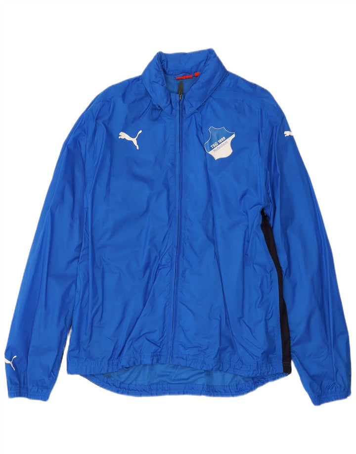 PUMA Giacca antipioggia da uomo con cappuccio grafico UK 40 Large Blu Colourblock Nylon