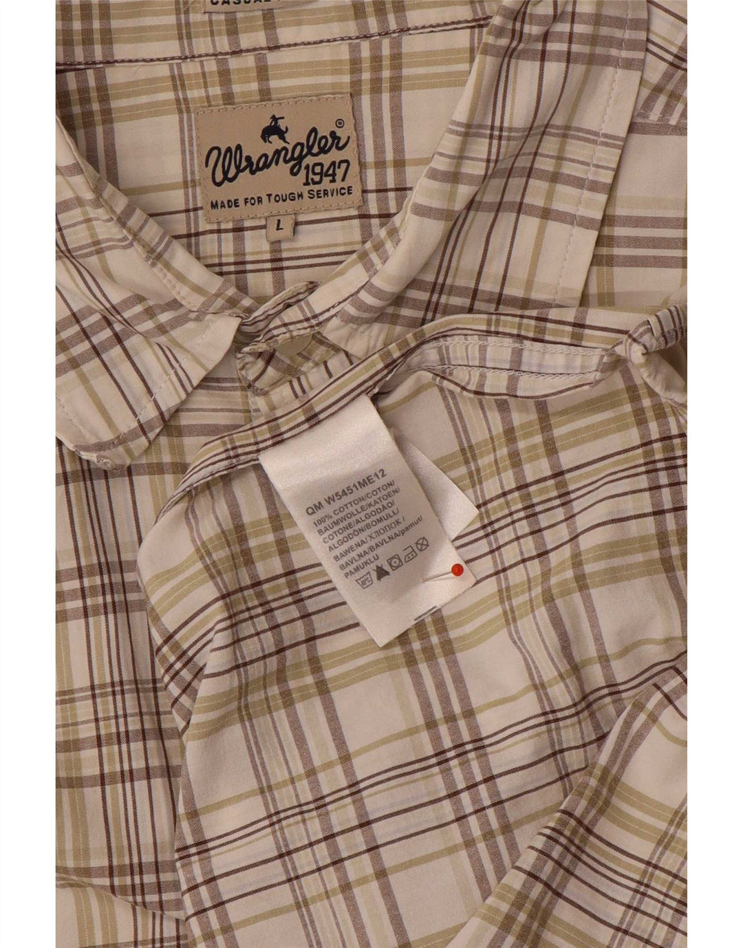 Camicia a maniche corte da uomo Wrangler in cotone a quadri beige grande