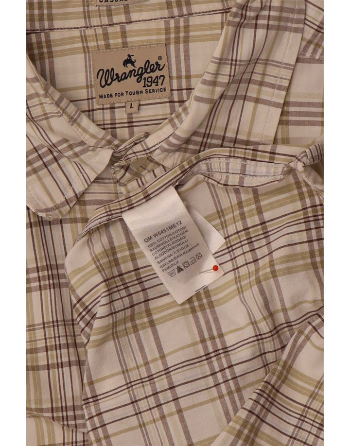 Camicia a maniche corte da uomo Wrangler in cotone a quadri beige grande