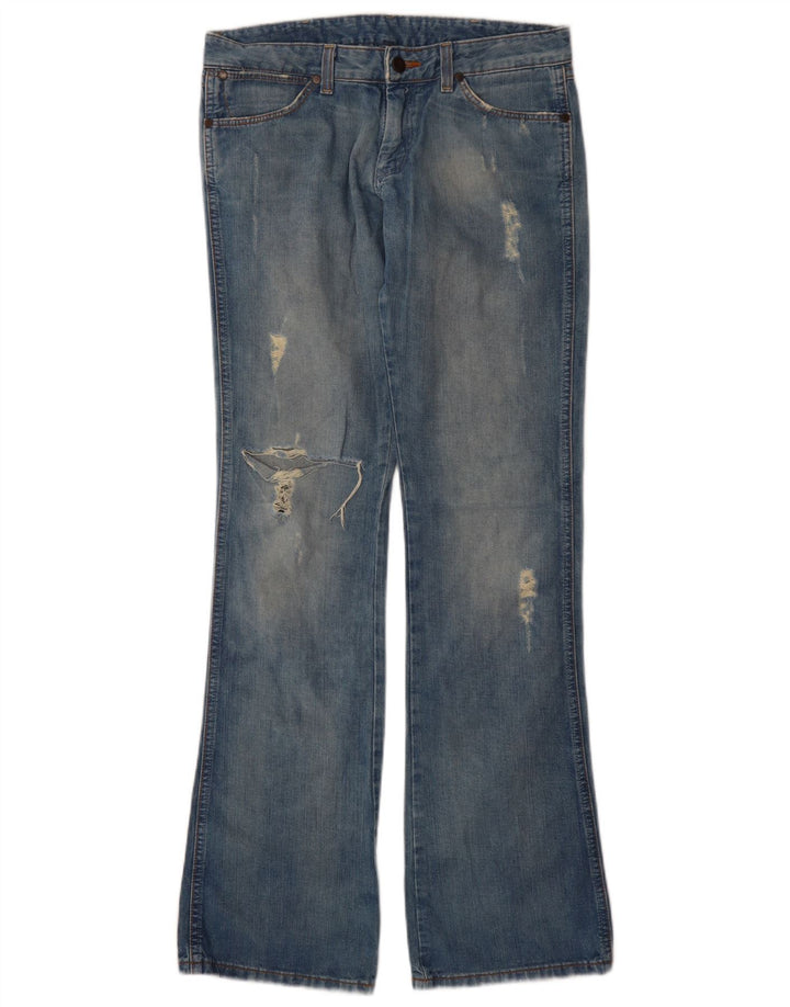 Wrangler Womens Megan Distressed Bootcut Jeans W28 L34 Cotone Blu