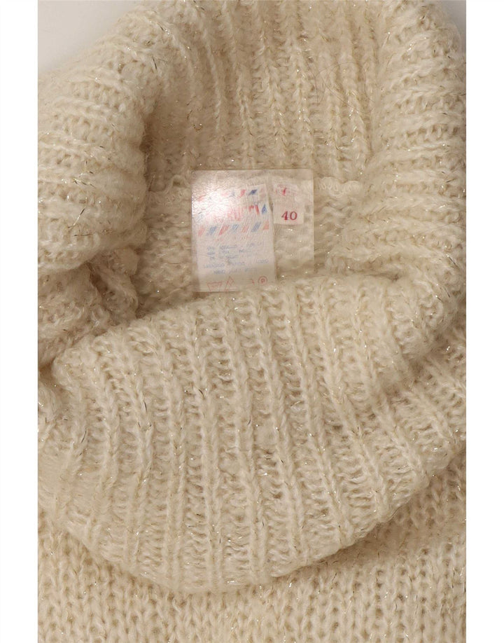 Maglione maglione collo alto da donna Fiorucci EU 40 medio bianco retrò