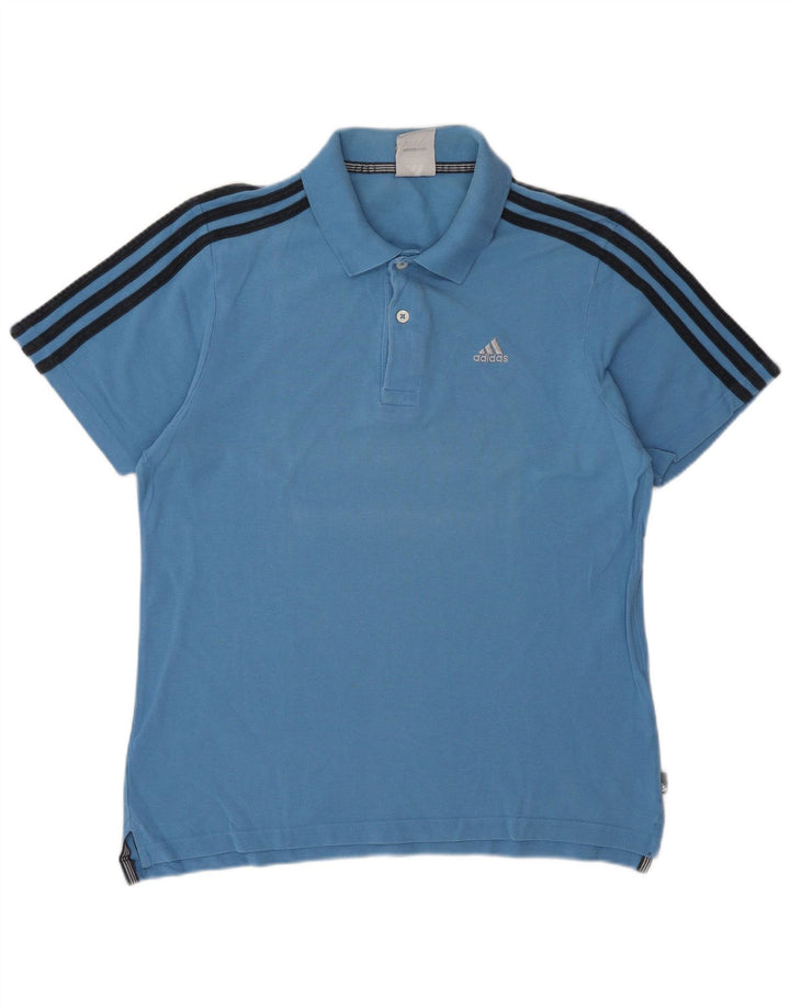 Polo ADIDAS da uomo in cotone blu medio