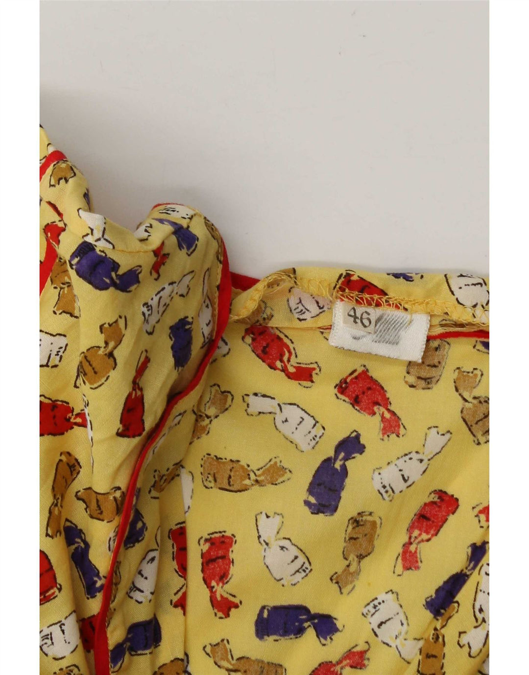 Abito lungo da donna vintage con motivo astratto IT 46 grande giallo