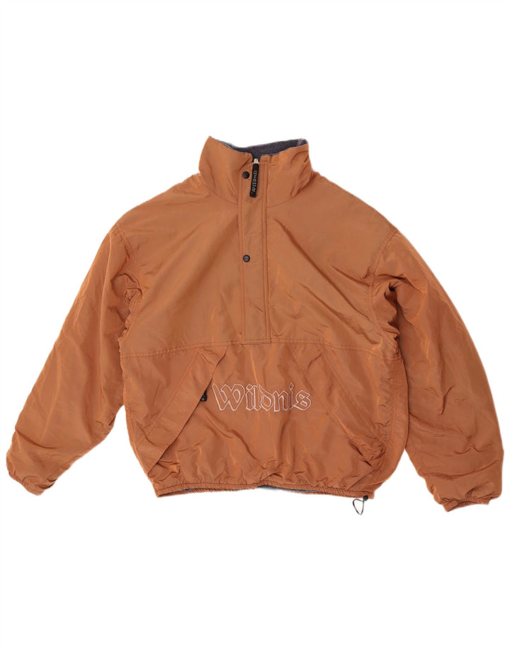 Giacca reversibile in pile oversize vintage da uomo piccola in poliammide marrone
