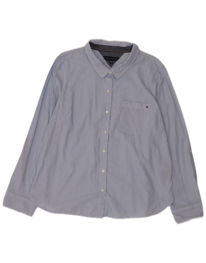 TOMMY HILFIGER Camicia da donna UK 20 2XL Cotone gessato blu