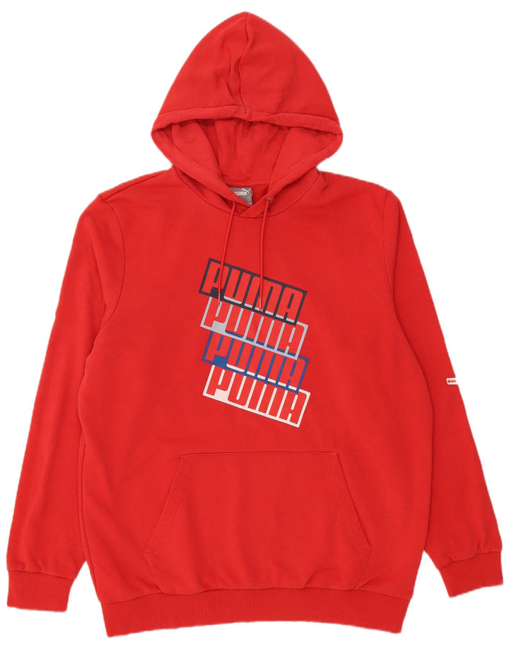 Felpa con cappuccio grafica PUMA da uomo grande in cotone rosso