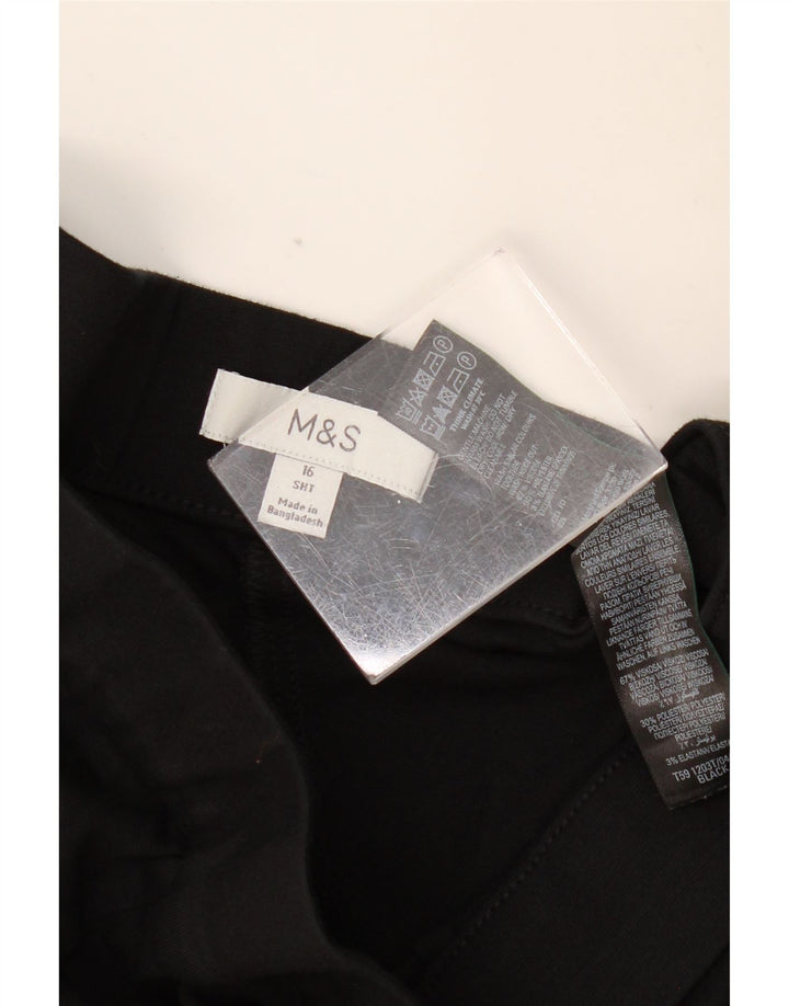 MARKS & SPENCER Pantaloni corti da donna Bootcut UK 16 Large W32 L25 Neri