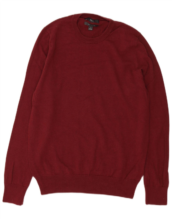 MARKS & SPENCER Maglione girocollo da uomo piccolo in cotone bordeaux