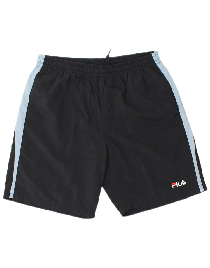 Pantaloncini sportivi Fila da uomo grandi in poliammide color block nero