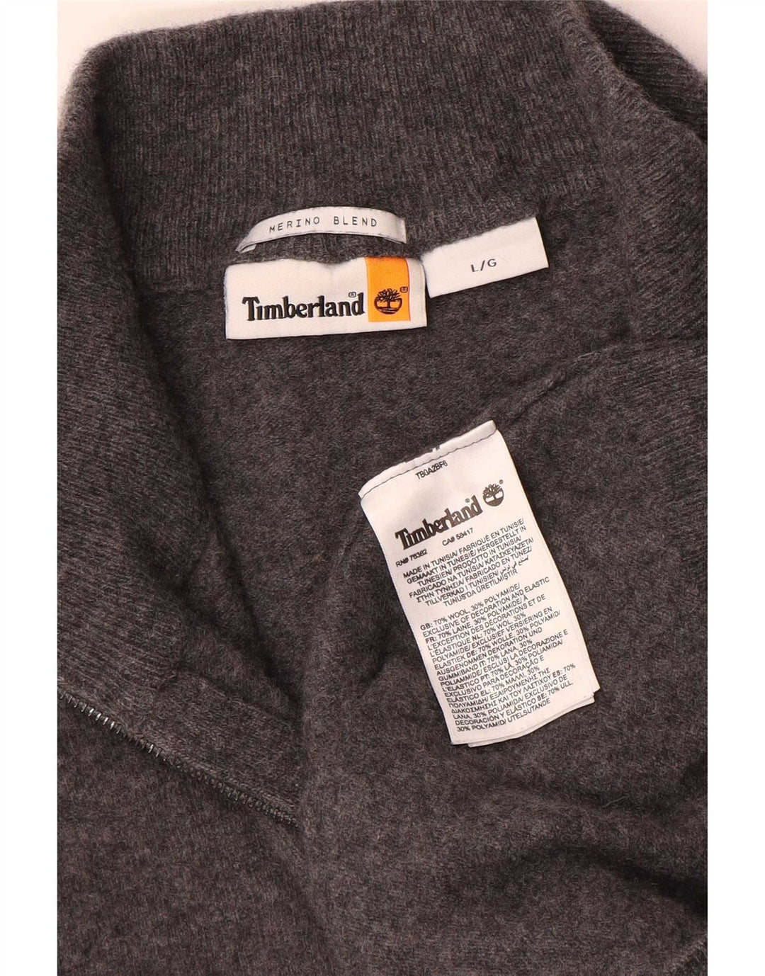 Timberland Maglione da uomo con zip sul collo, grande lana screziata grigia