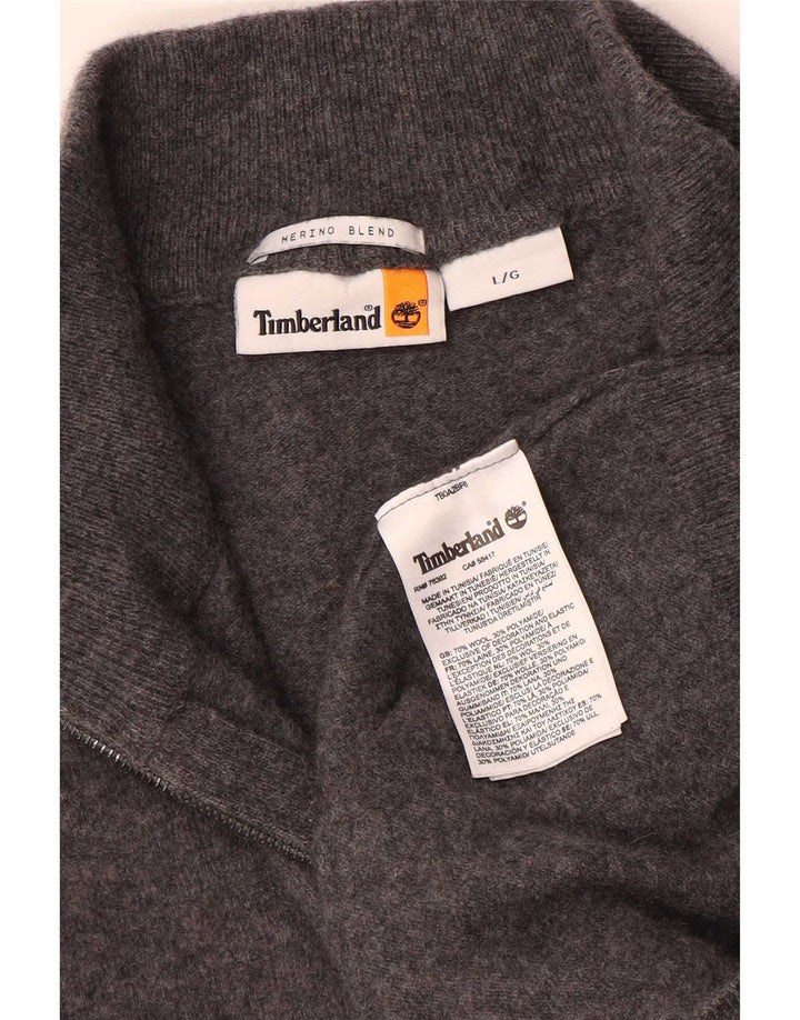 Timberland Maglione da uomo con zip sul collo, grande lana screziata grigia