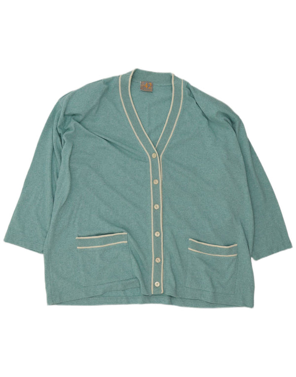 Maglione cardigan da donna vintage IT 56 4XL Acrilico a righe turchesi