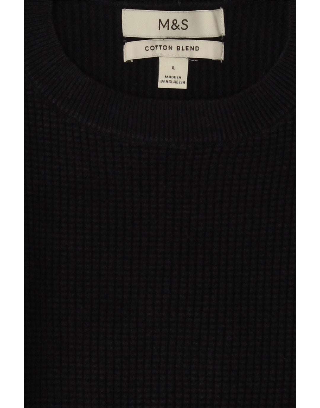 MARKS & SPENCER Maglione da uomo girocollo grande in cotone blu navy