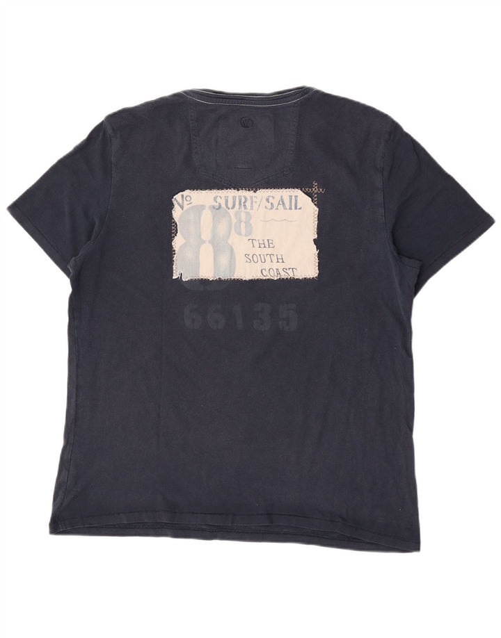 T-shirt grafica da uomo Fat Face Top in cotone blu navy medio