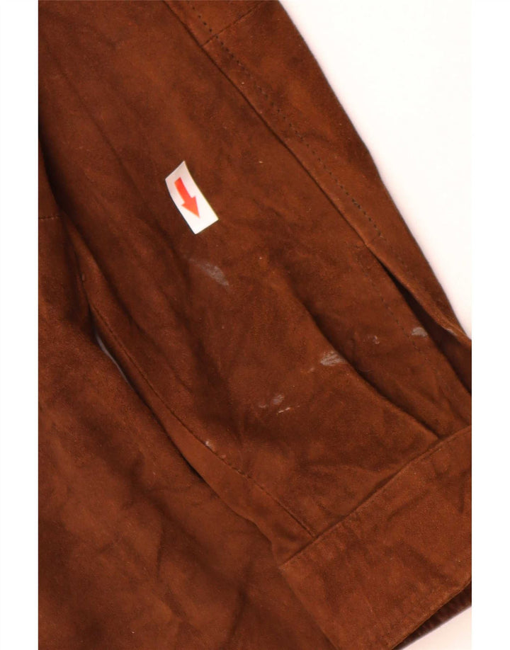 Giacca vintage oversize in pelle scamosciata da donna IT 44 in pelle marrone medio