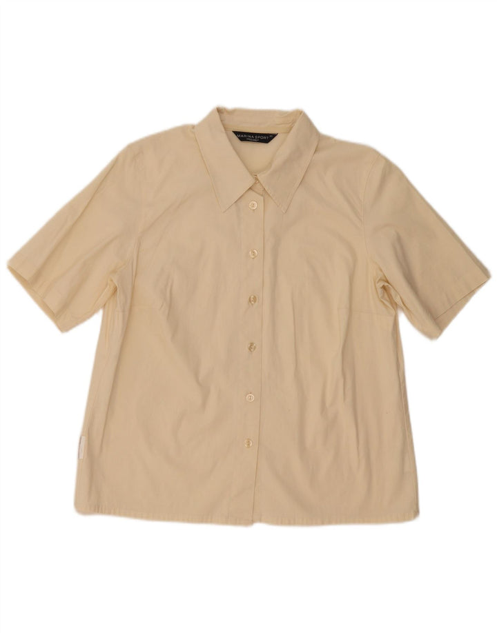 Marina Rinaldi Camicia Donna Manica Corta Taglia 21 Cotone Beige Medio