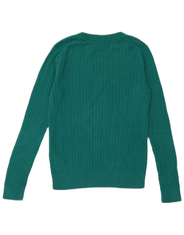 Maglione maglione con scollo a V da donna Tommy Hilfiger UK 10 piccolo cotone verde