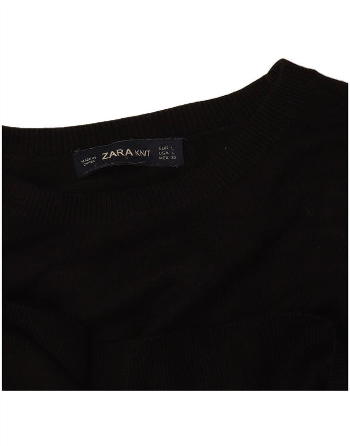 Maglione maglione girocollo da donna Zara UK 14 grande nero